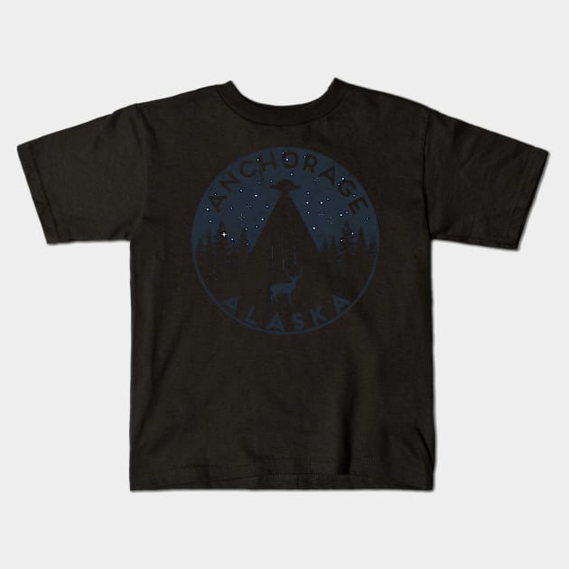 Anchorage Alaska Ufo Spaceship Kids T-Shirt by SnugFarm